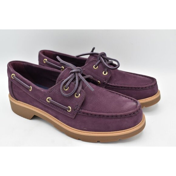Sperry Womens Size 10 Wells Purple Leather Nubuck Slip On Boat Shoes - Picture 2 of 13